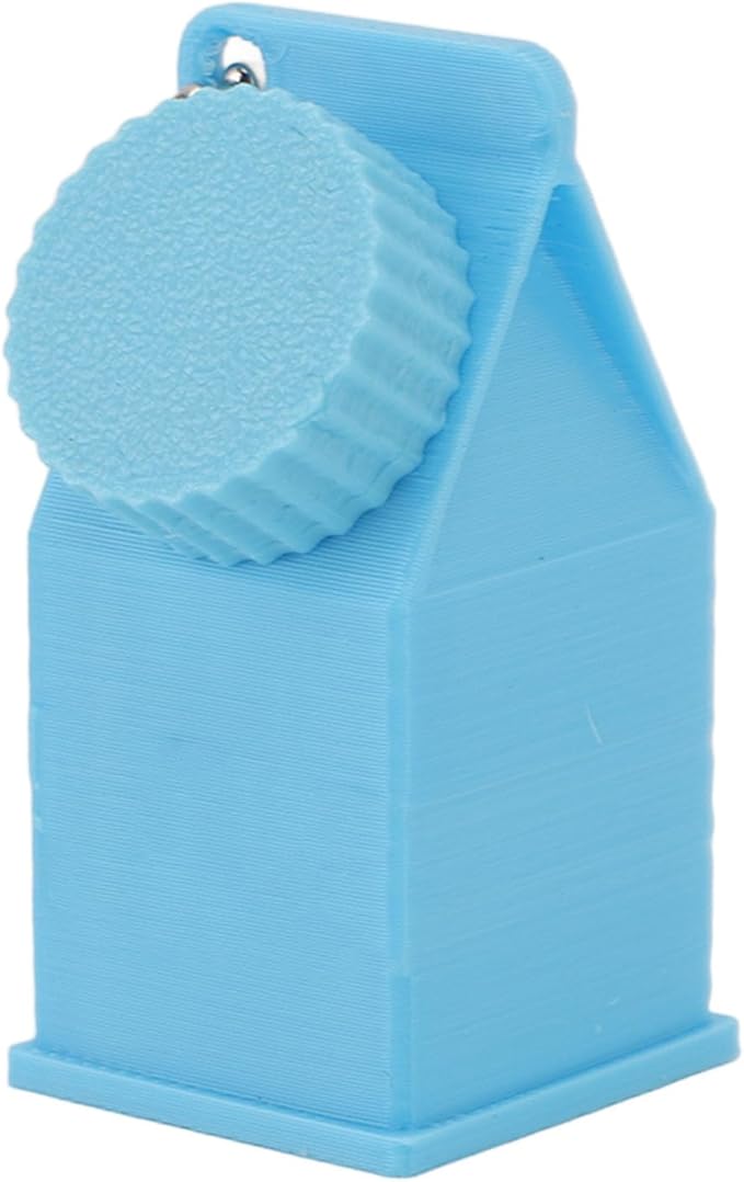 TOPINCN Milk Carton Box Keychain,Tolerant Holder Milk Carton Keychain Holder Mini Lactose Intolerance Pills Case Keychain Container (Blue)