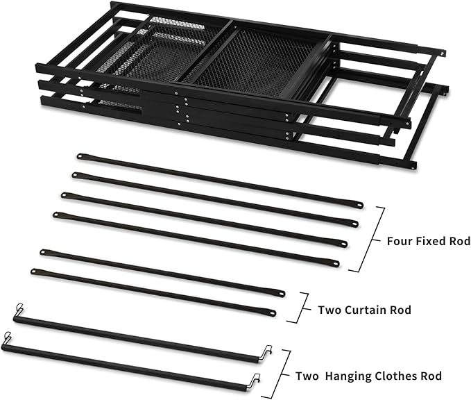 Portable Closet Rack Heavy-Duty Foldable Garment Racks with Cover 1200lbs Enclosed Wardrobe Closet with Independent Area for Hanging Clothes Storaging of Bedding (66in*20in*67in)