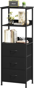 Somdot 3 Tier Bookshelf with Drawer, Tall Bookcase with Shelves, Bookshelf Desktop Organizer, Display Standing Shelf Units for Living Room, Bedroom, Study Room, Black