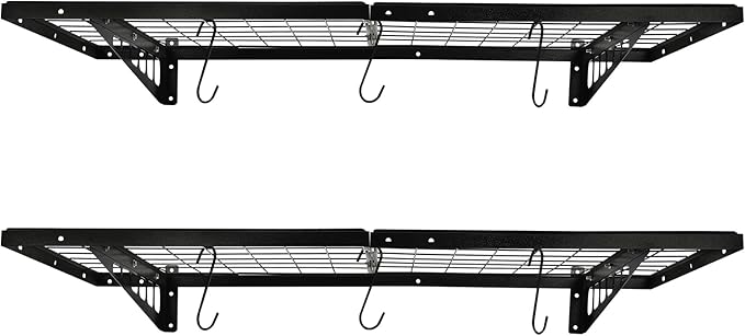 Garage Shelving Wall Mounted, 2 Pack Heavy Duty Wall Mounted Storage Shelves 440lbs Capacity, Garage Storage Rack Floating Shelves for Shop, Shed, Storage