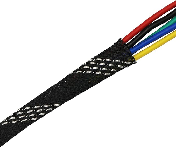 30ft PET Expandable Sleeving Wire Cable Sleeve (1/3", Silver&Black)