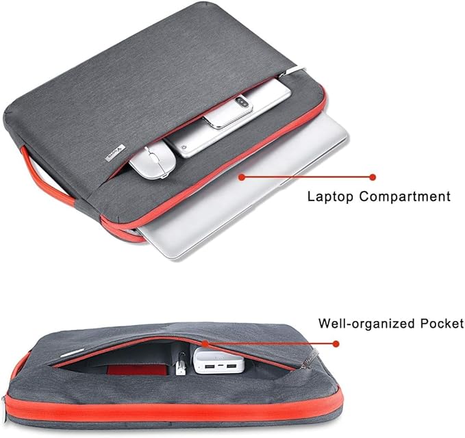 Voova Laptop Sleeve Case 14 15 Inch with Handle, 360° Protective Waterproof Slim Computer Bag Cover Compatible with MacBook Air 15 M2/M3/M4 2024-2025, MacBook Pro 14, Hp Chromebook 14, Grey