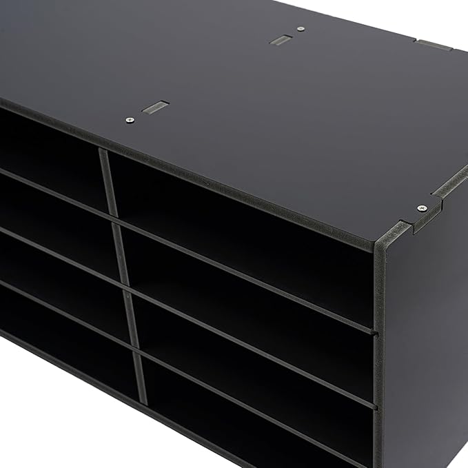 12 Compartments Literature Organizer, Desktop File Sorter Mail Center Paper Storage Cabinet Classroom Mailbox for Files Documents Papers Magazines(White) (Black 12 Slots)