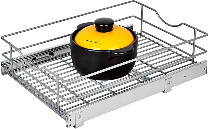 Pull Out Cabinet Organizer, (17½"W x 20"D), Soft Close Pull Out Cabient Drawer, Slide Out Cabient Organizer for Kitchen Base Cabinet, Pot and Pan Organization, Pantry Organization, Wire Basket