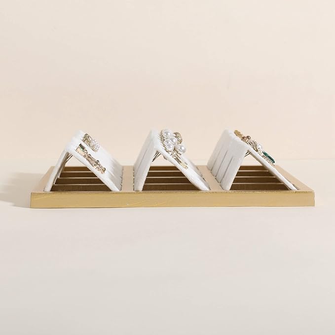 GemeShou Golden coated earring display stand for selling, velvet stud earring holder for jewelry display, Jewlery earring storage organizer tray, studs holder jewelry organizer【Earring holder-white】