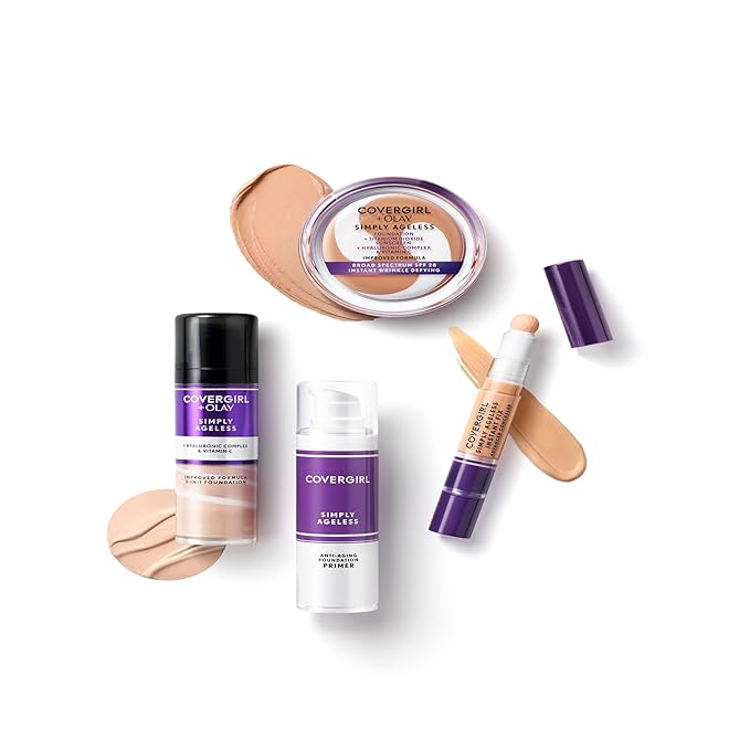 COVERGIRL & Olay Simply Ageless 3-in-1 Liquid Foundation, Matte Finish, Hyaluronic & Vitamin C Formula, 260 Classic Tan, 1 Count