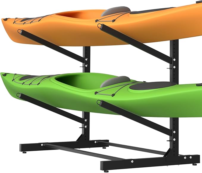 Adjustable Kayak Storage Rack, Freestanding Sup Storage Stand, Weatherproof Canoe Holder, Heavy Duty Paddleboard Bracket, Surfboard Bracket for Indoor, Outdoor, Garage, Shed, Dock…