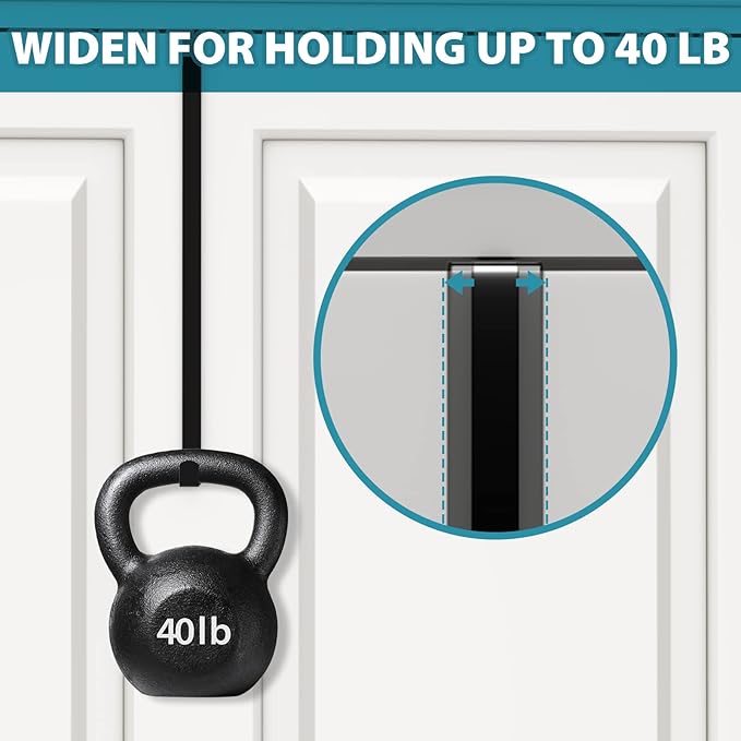 Over The Door Hooks 14”, 4 Pack Upgraded Widen Hanger Hook Fits 1-3/4” & 1-3/8”Door Widths, Z-Shaped Wreath Sturdy for Hanging Wreaths, Hats, and Clothes (Black)