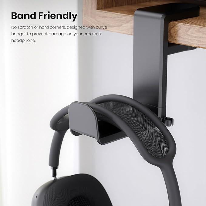 Rotating Headphone Stand - EURPMASK PC Gaming Headset Stand, Adjustable Clamp-on Headphone Holder, Headphone Hanger Hook Under Desk with 360 Degree Swivel&Cable Clip Organizer - Black+White, 2 Pack