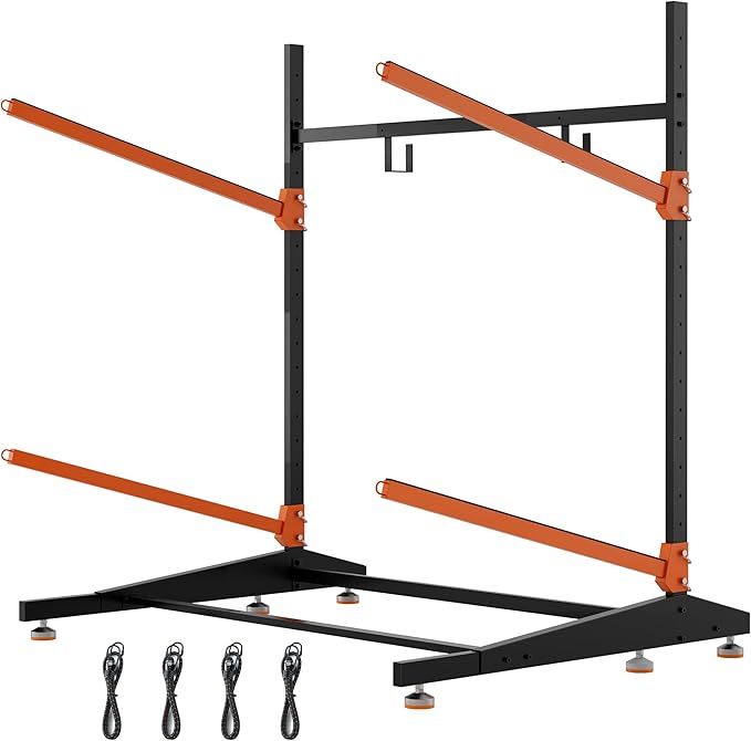 Kayak Storage Rack, Freestanding Outdoor Canoe Rack, Reinforced, Thickened, and Enhanced Rust Resistance, Holds 220 lbs, for Safe Garage and Outdoor Canoe Storage(2-Tier, Orange)
