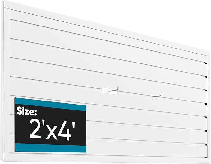 Braki PVC Slat Wall Paneling 2x4 ft, Garage Organizer Storage System, White Slatwall Panels for Garage Organization Product, Heavy Duty Wall Mounted Tool Storage for Home
