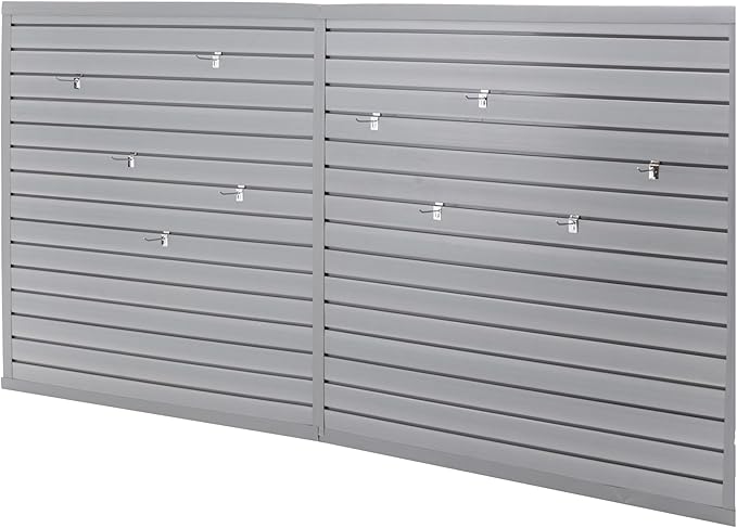 Slat Wall Paneling 8x4 FT, PVC SlatWall Panels Garage Organizer Storage System with Hooks & Accessories, Heavy Duty Wall Mounted Rack