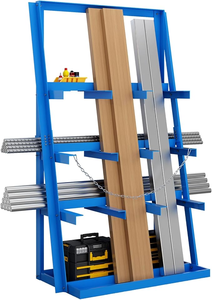 Vertical Bar Rack, 3000 Lbs Weight Capacity, Steel Bays Long Parts Storage Rack, Lumber and Metal Garage Organizer, Heavy Duty Pipe Organizer for Shop Basement