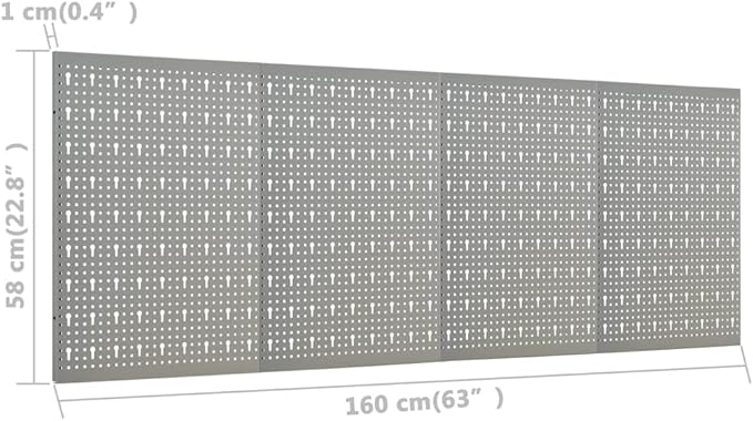 Wall-Mounted Peg Boards 4 pcs 15.7"x22.8" Steel 145350