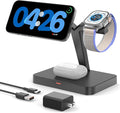 3-in-1 Magnetic Charging Station for Apple: CIYOYO Wireless Fast Charger Stand for iPhone 16/15/14/13, Apple Watch/AirPods Portable Charging Pad for Office Bedside Gift