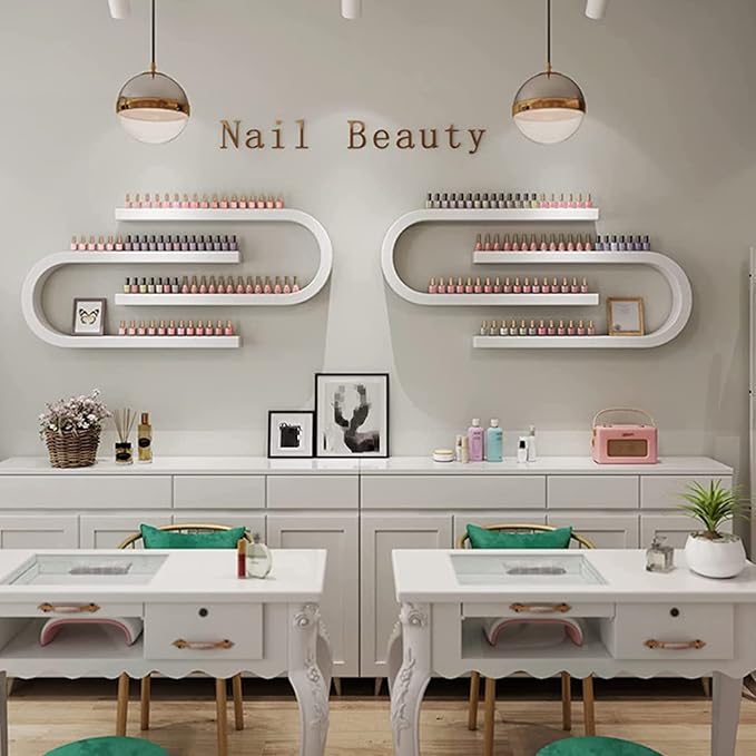 Wall Mounted Nail Polish Bottle Display Rack, U-Shaped Essential Oil Perfume Storage Shelf, Hanging Salon Beauty Nail Shop Organizer Perfume Holder