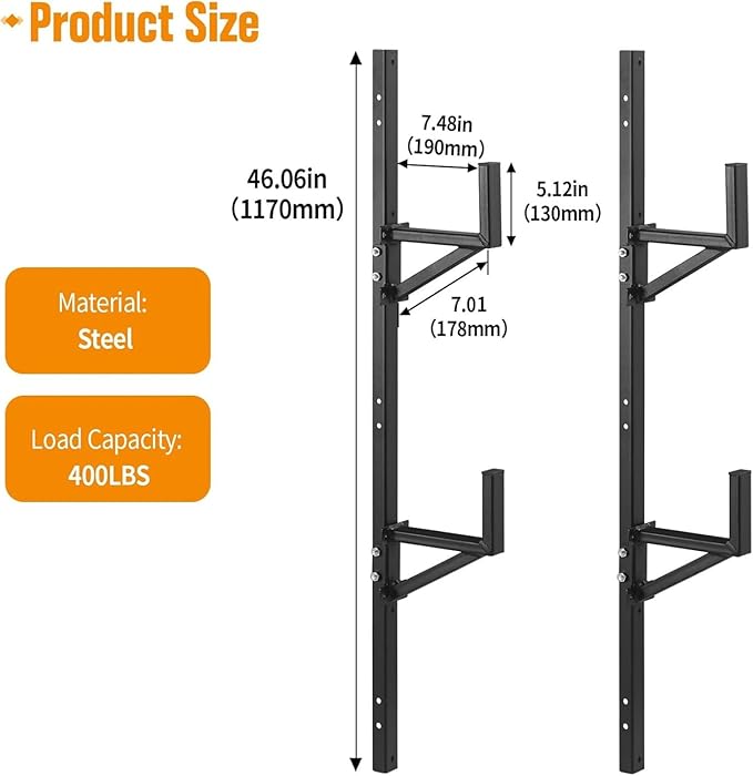 Trailer Ladder Rack, Ladder Rack for Trailer Fit for Cargo Open and Enclosed Trailer Exterior Side Wall - Carry 2 Ladders