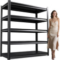 72" H/59 W Garage Shelving Heavy Duty Storage Shelves Adjustable Garage Shelves 5 Tier Metal Shelving Unit Utility Rack Shelf for Kitchen Warehouse Pantry Storage, Black, 72" H x 59" W x 20" D