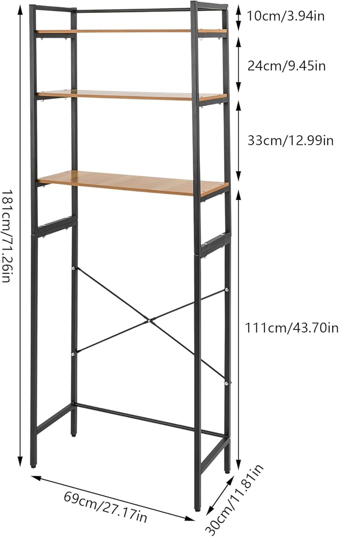Gdrasuya10 Over The Washer and Dryer Storage Shelf for Laundry Room, 3 Tier Standing Washer Storage Utility Rack Laundry Storage Shelf Organizer Space Save for Home