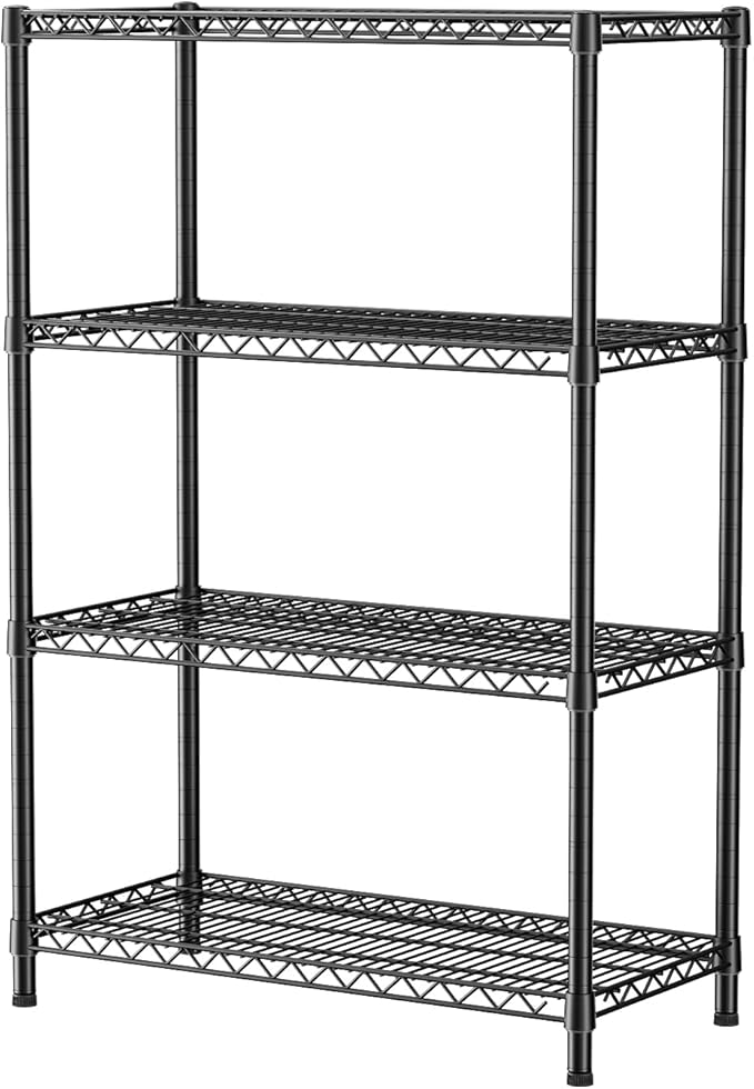 SINGAYE 4 Shelves Wire Storage Shelf 1400LBS Heavy Duty Storage Shelving Unit Metal Organizer Wire Rack Shelving 18" Dx36 Wx59 H Black