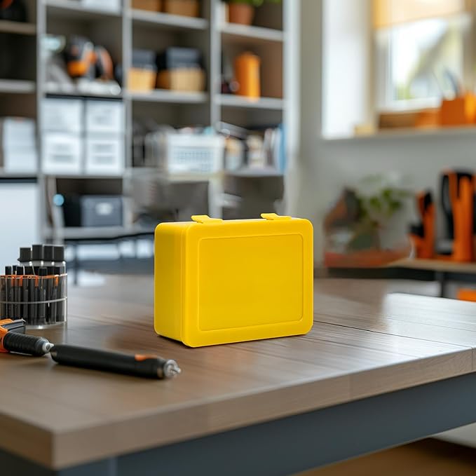 Battery Organizer Storage Box, Garage Case Holder for 24* AA, 30* AAA Batteries (Bag Not Include Batteries Pack) (yellow)