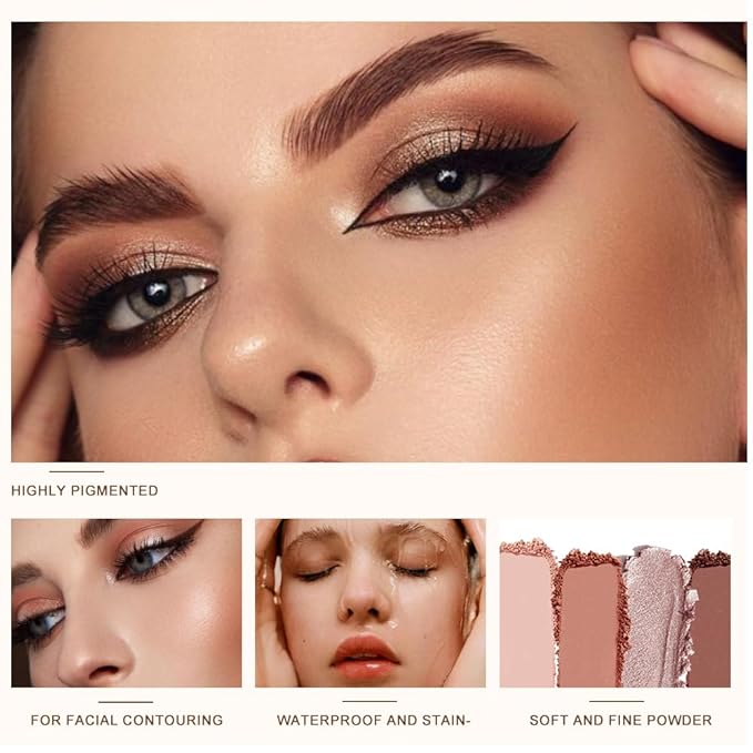 Glitter Eyeshadow Palette, Ultra-Shiny Sparkle Shimmer Eye Shadow with Fine Powder, Natural Pigment, Waterproof Sweat-Proof Long-Lasting Color, Shiny Multi-Color Nude Earth Tone Makeup Palette-5#