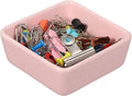 PATIKIL Square Paper Clip Holders, Ceramic Bowl Dish Clip Dispenser Organizer Desk Organizer Accessories for Office Desktop Decor Bobby Pin Binder Paper Clamp, Pink