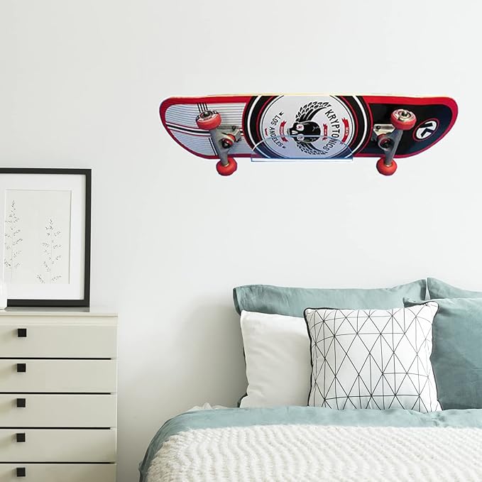 BiJun Skateboard Wall Mount Display Rack Skateboard Hanger Wall Mount Deck Clear Display and Storage Longboard Deck Horizontal Display Stand