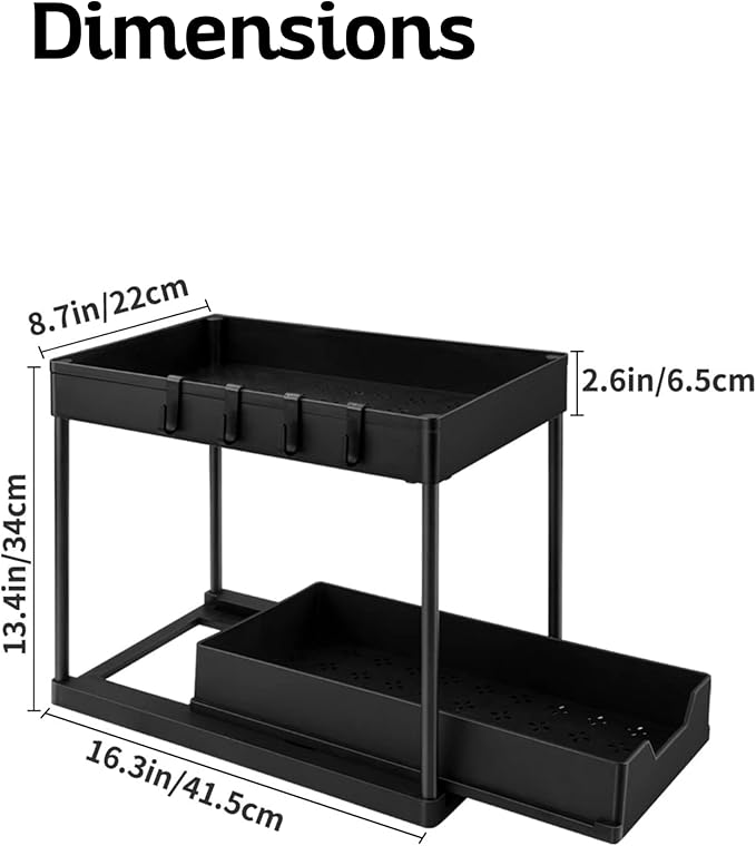 Under Sink Organizer – 2-Tier Sliding Storage Rack for Kitchen, Bathroom & Pantry | Multi-Purpose Cabinet Organizer with Pull-Out Baskets