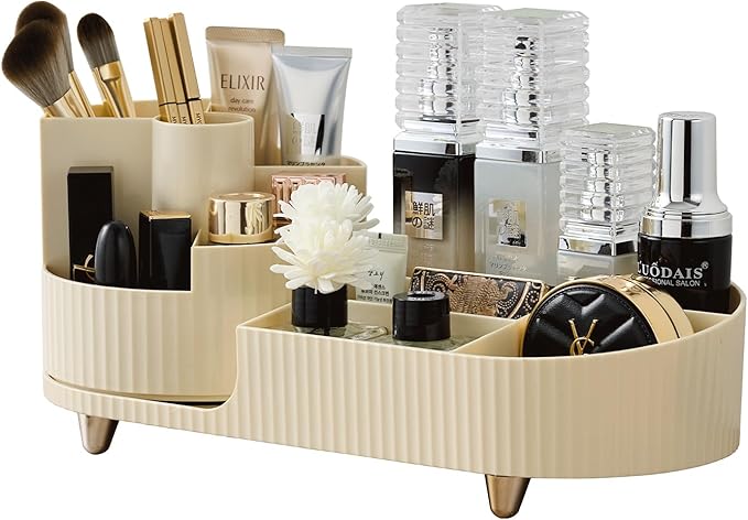 New 360 Rotating Makeup Organizer - Large-Capacity Vanity Organizer, Stores Makeup Brushes and More, Keeps Countertop Clean and Tidy