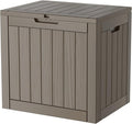 35 Gallon Deck Box, Resin Outdoor Indoor Waterproof Storage Box, Lockable Storage Box With Handle for Patio Furniture - Garden Tools - Swimming Pool Tools UV-Resistant (Grey)