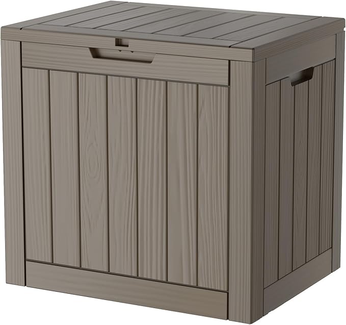 35 Gallon Deck Box, Resin Outdoor Indoor Waterproof Storage Box, Lockable Storage Box With Handle for Patio Furniture - Garden Tools - Swimming Pool Tools UV-Resistant (Grey)