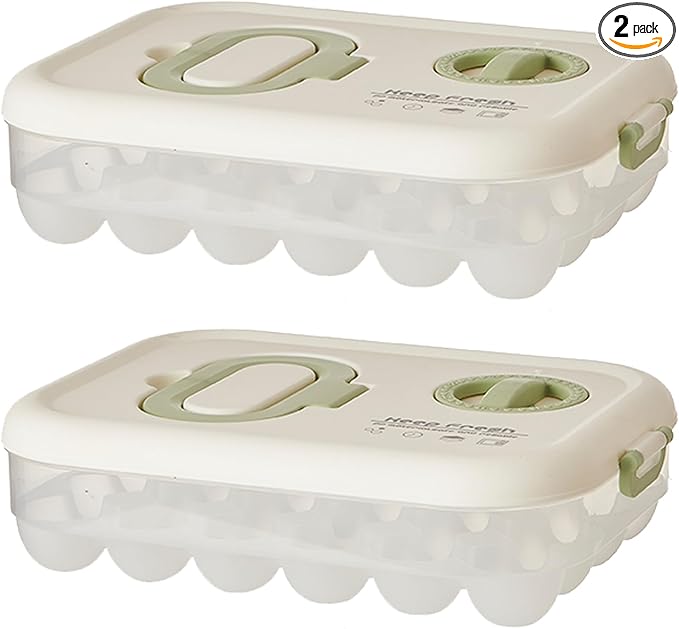 Egg Organizers for Refrigerator with Lids and Handle Home Kitchen Essentials Fridge Stackable Countertop Portable Clear Egg Containers Reusable and Storage for Keep Fresh -Pack of 2-