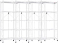 DEANIC 5 Tier Foldable Storage Shelves with Wheels, Large Capacity Shelving Unit, Freestanding Metal Wire Shelf Rack, No Assembly Organizer Rack for Garage Kitchen, Basement, Pantry(White Pack of 4)
