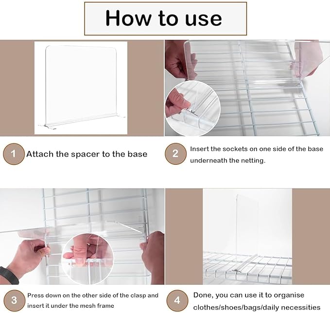 12 Pack Shelf Dividers for Wire Shelves,Acrylic Clear Closet Organizers and Storage for Sweater,Shirts,Bookshelf Handbags Separators Dividers for Closet Organization in Bedroom/Kitchen/Office/Pantry
