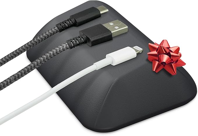 Smartish® Magnetic Cord Holder - Bigger Cable Wrangler Stocking Stuffer Organizer with Magnet Clips for Charger Management on Desktop, Nightstand - Holds 6+ Cables - Black Tie Affair