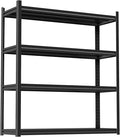 Storage Shelves, Garage Metal Shelving Unit, Adjustable, Double-Layer Column with Reinforced Ribs, Heavy-Duty, Capable of Bearing 600-3600 lbs (Black, 45''W*20''D*63''H, 4-Tier)