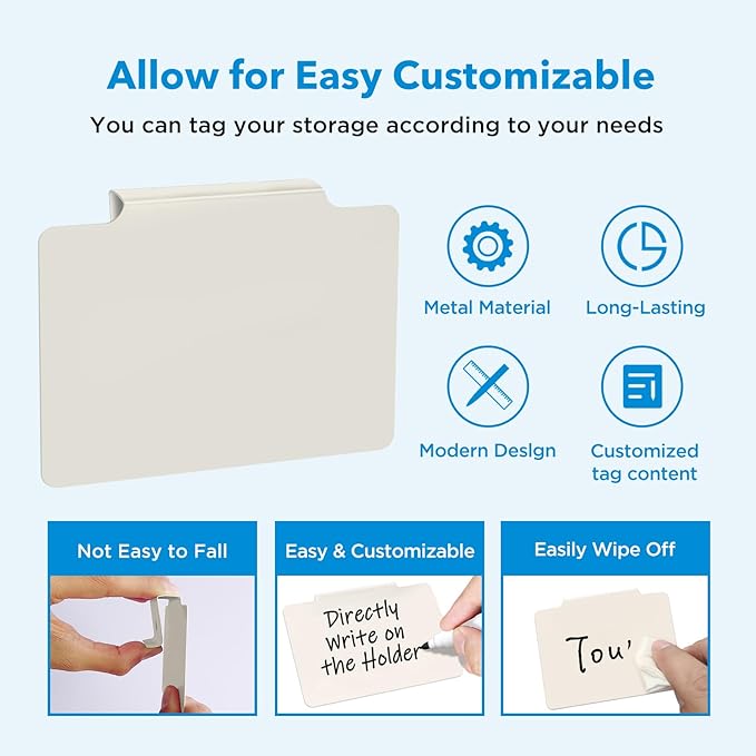 Metal Basket Bin Label Clip (Cream, 18 Metal Label Clip)