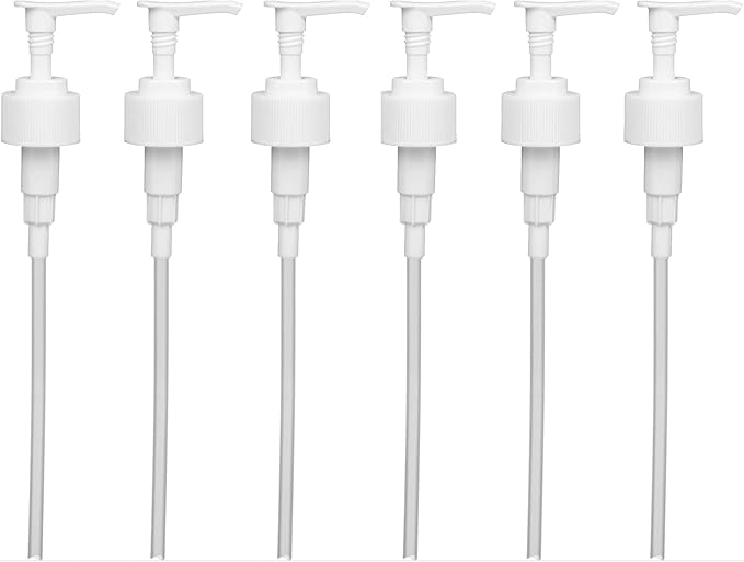 White Soap and Lotion Pump, Fits Most 32oz Soap Bottles, 28/410 Neck, 2cc Dispensed Per Pump (6 Pack)