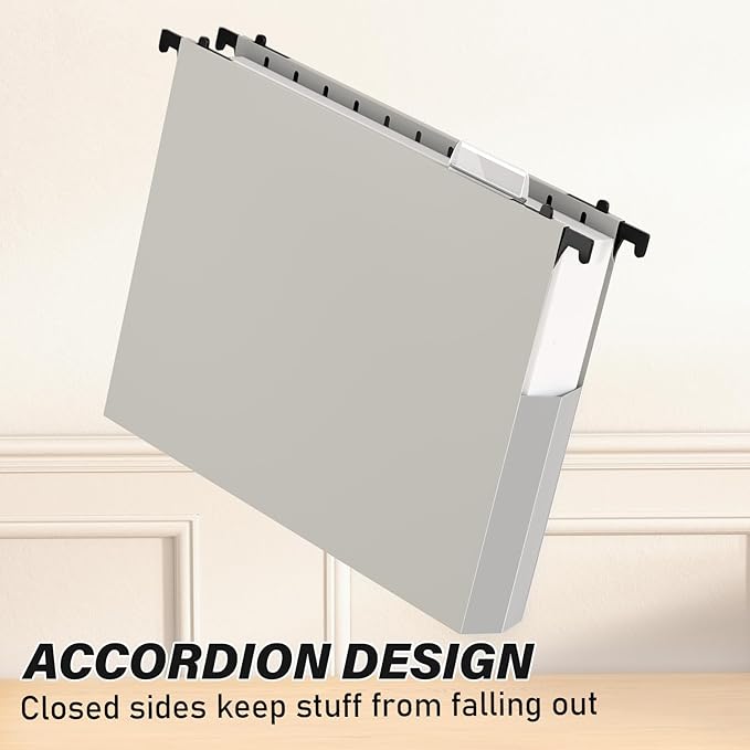 Ansook Hanging File Folders Letter Size,12 Pack Extra Capacity File Folders Hanging with Tabs,Heavy Duty 2" Expandable Hang Folder,Plastic Hanging File Organizer for Office Home,File Frame Box Folders