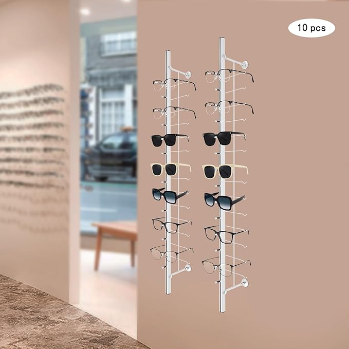 10Pcs Eyeglass Display Rack,Wall-Mounted Sunglasses Storage Organizer,Eyeglass Display Stand Holder,Glasses Rack for Stores,Personal (Hold 14 Frames)