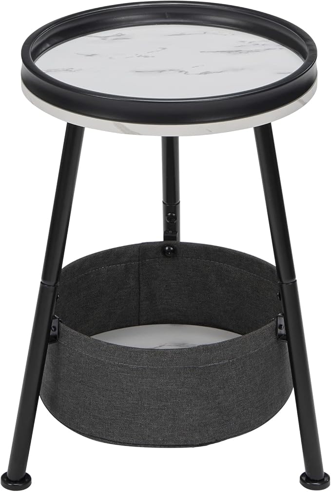Round End Table, 11.8*17.8' Round Sofa Table, Small Round Table, Small Coffee Table, Living Room, Bedroom