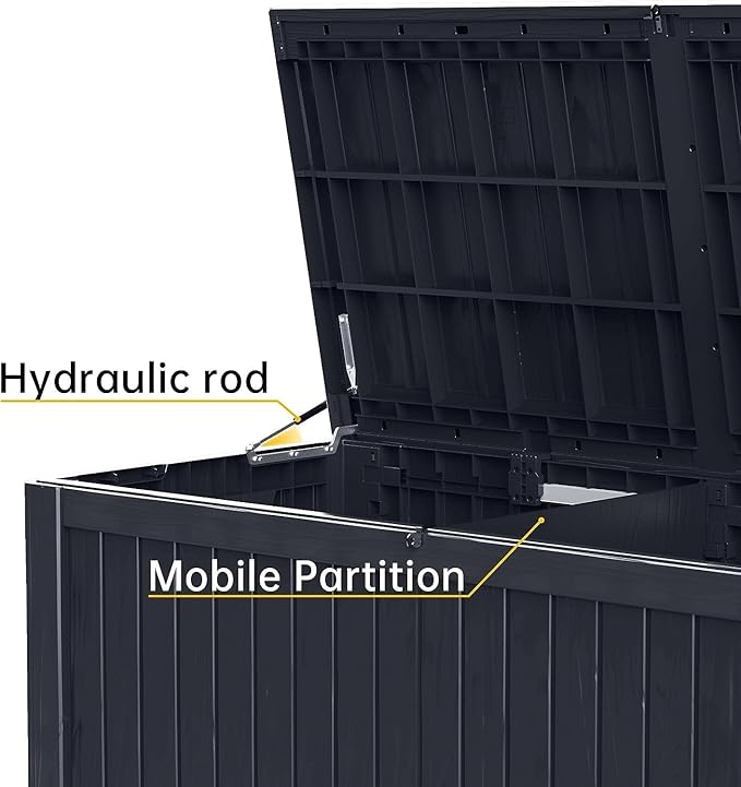 EasyUp 200 Gallon Deck Boxes Resin Large Storage Bins with Lids, Outside Storage Box & Deck Boxes Outdoor Waterproof for Outdoor Use