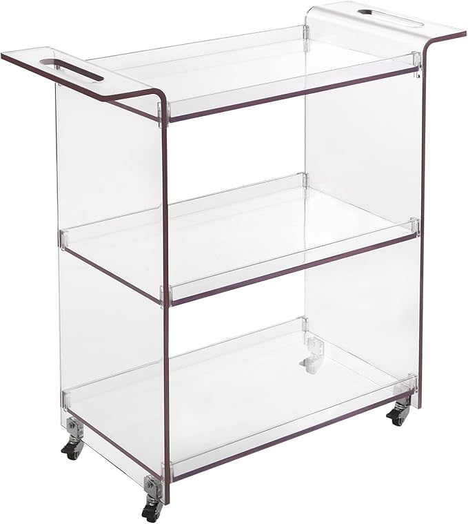 3-Drawer Rolling Storage Cart, Plastic Storage Organizer Rolling Cart with Wheels, Organizing Drawers for Home, Bathroom, Bedroom, Office, and Classroom, Clear