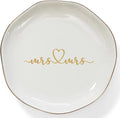 HOME SMILE Mrs and Mrs Gifts，Wedding Gifts for Couples,Ring Dish,Ceramic White