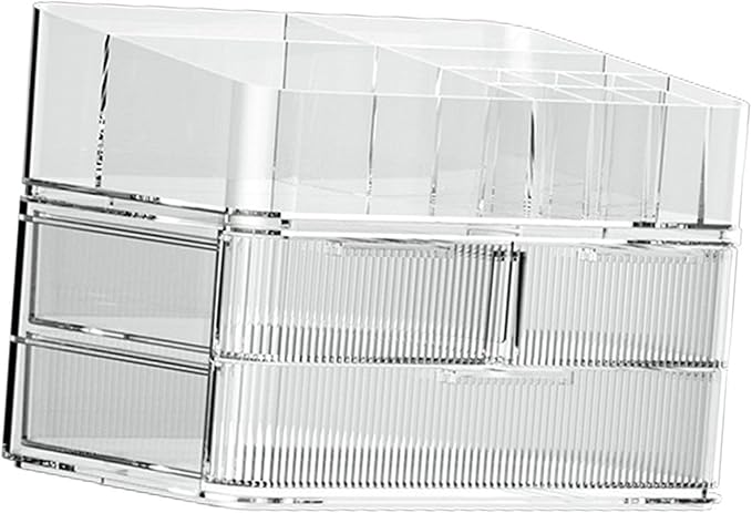 Fenteer Makeup Organizer Drawer Organizer Clear Large Capacity Cosmetic Display Case for Lipstick Cabinets