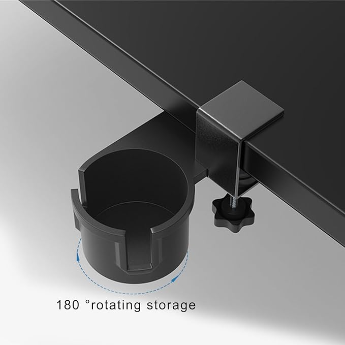 Upgraded 180 Degree Rotating Desk Clamp Organiser Cup Holder for Office and Gaming Table Coffee Mug Storage Rack