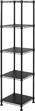 SafeRacks - NSF Certified Storage Shelves, Zinc, Heavy Duty Steel Wire Unit with Adjustable Feet, Garage or Bakers Rack, Kitchen, Pantry Shelf - (14"x14"x60" 5-Tier) (Black)