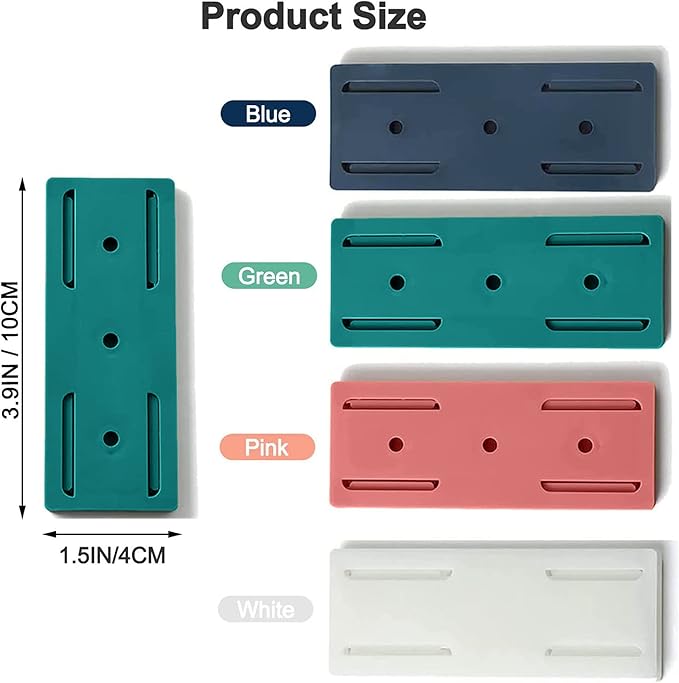 CHNLML 12PCS Power Strip Holder, Adhesive Punch-Free Socket Holder, Self Adhesive Socket Desktop Fixer, Socket Holder Wall Mount and 12 Cable Clips
