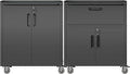 Metal Tool Cabinet,Garage Storage Cabinet System,Wall Cabinet & Locking Rolling Tool Cabinet with Doors and Adjustable Shelves,Steel Tool Cabinets for Home (2 Pcs-StyleB, Black)